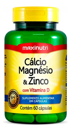 Cálcio, Magnésio E Zinco Com Vitamina D (60 Caps) Sem Sabor