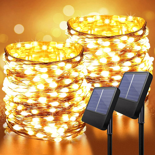 2pack 8 Modo Serie Luces Solares Exterior 100 Led 12 Meters