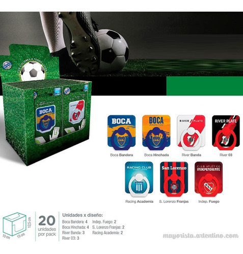 Imagen 2 de 3 de 20 Anillo Selfie Soporte Celular Tablet River Boca Futbol