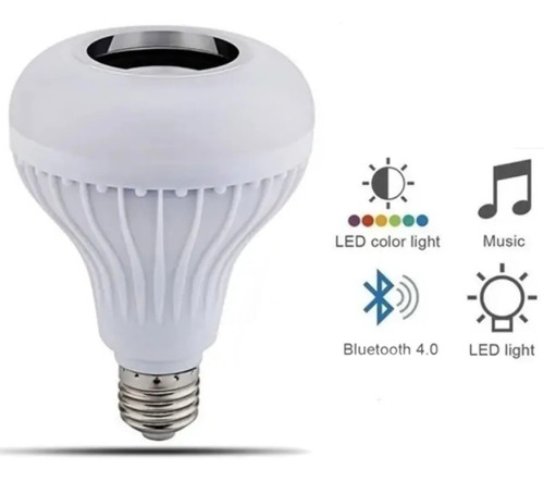Imagen 4 de 4 de Foco Bocina Led 7w Multicolor Bluetooth Con Control Remoto