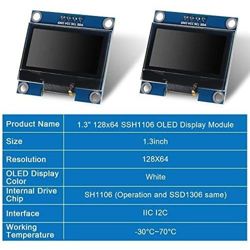 Módulo De Pantalla Oled 1.3 Spin Iic I2c Serial 128x64 Ssh1,