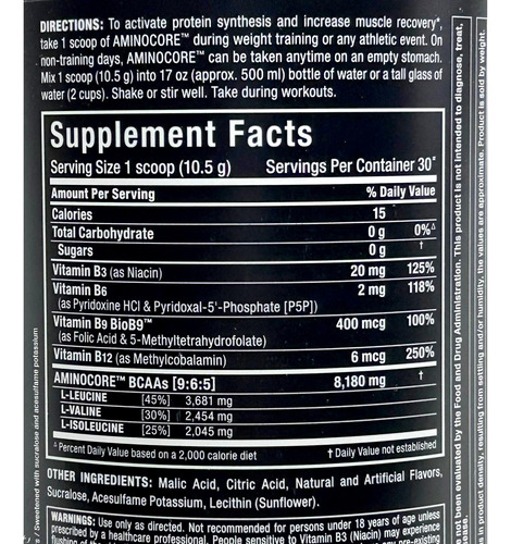 Bcaa Aminocore 30 Servicios Uva Blanca Allmax
