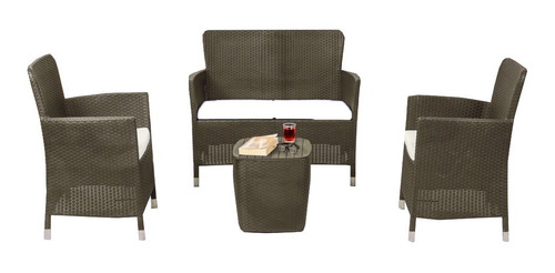 Combo Set De Mesa + 3 Silla De Jardin Rattan Terraza Capri