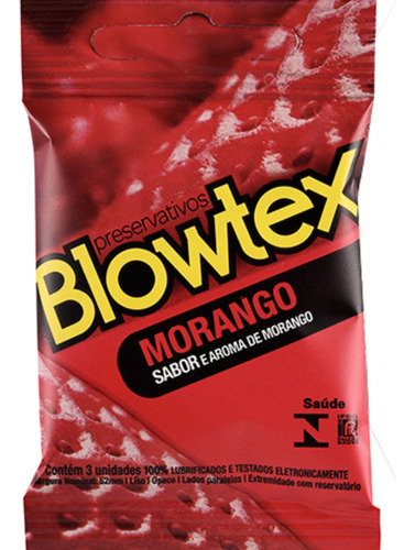 Preservativo Lubrificado Morango Blowtex Pacote 3 Unidades