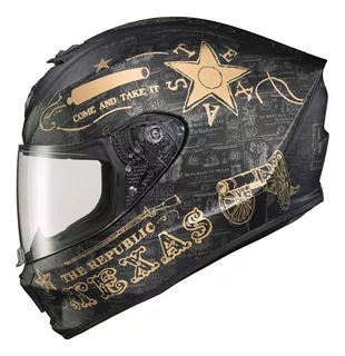 Casco Scorpion Exo Exo-r420 Full Face Lone Star Negro/oro Md Diseño Solid