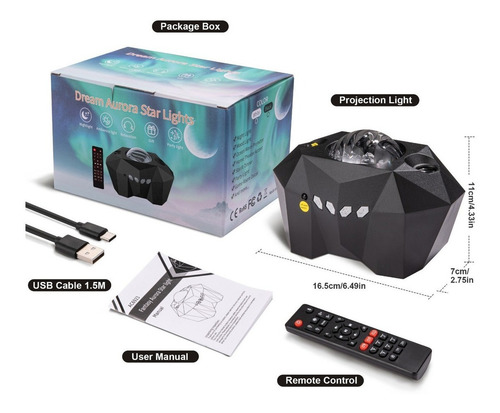 Aurora Star Light Projection Remote Led Rgb Night Lamp