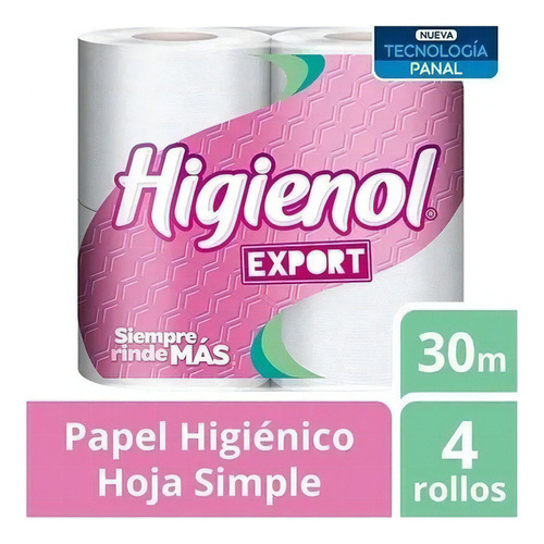 Pack X4 Papel Higienico Export Simple Higienol 4x 30mt