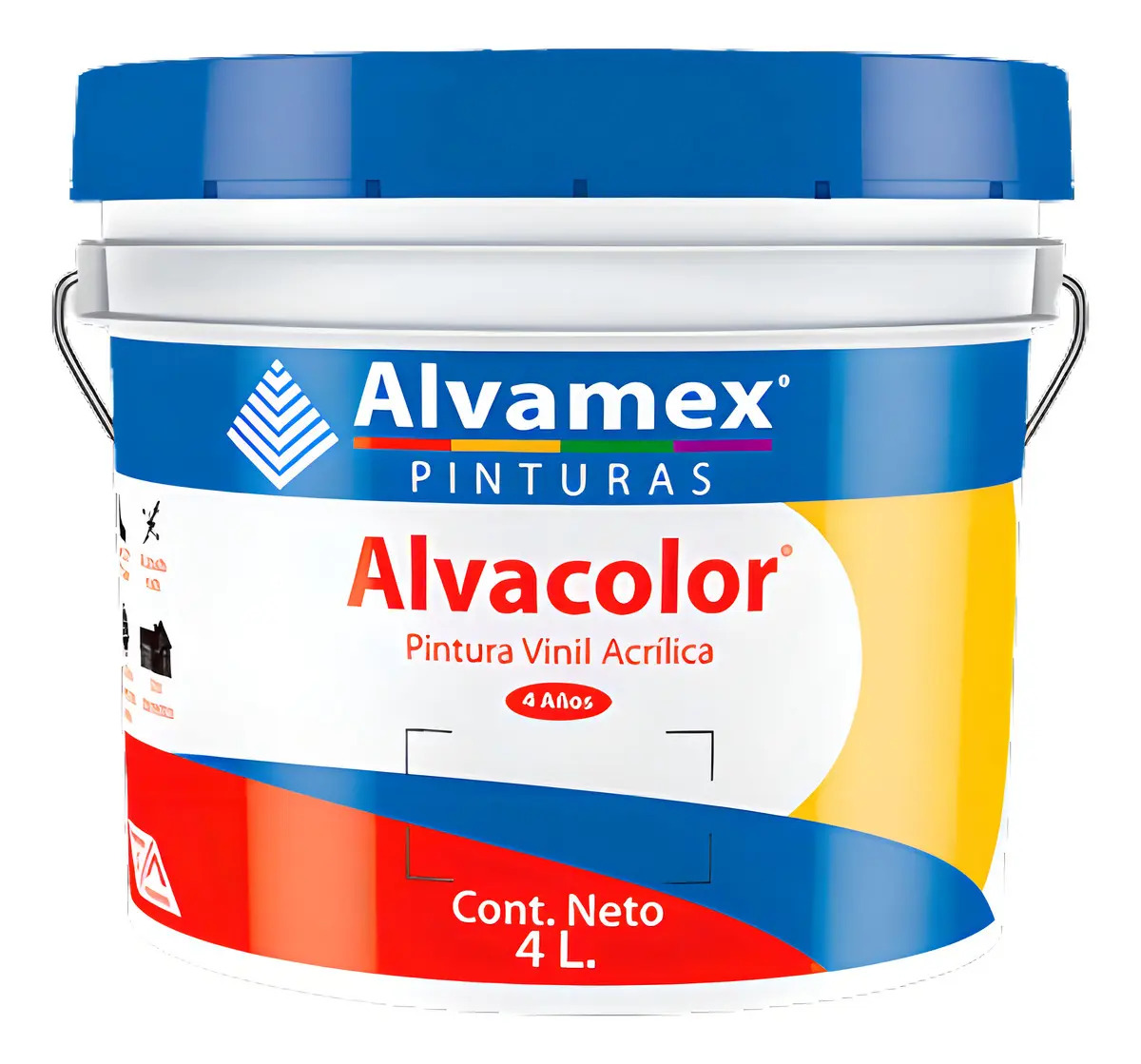 Pintura Vinílica Negra Mate 4L Alvacolor Alvamex Interiores Exteriores