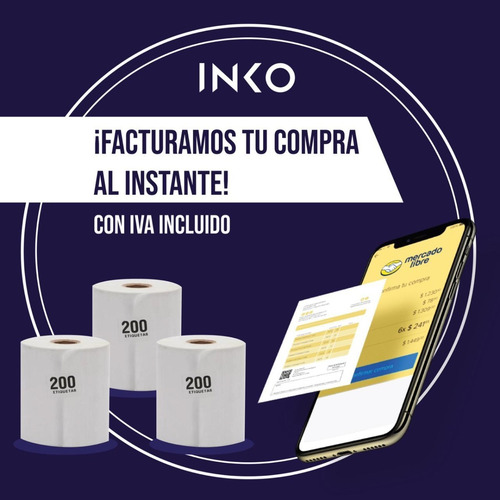 Imagen 6 de 7 de 50 Rollos Papel Térmico 80x70 Impresora 80mm Negro Con Iva