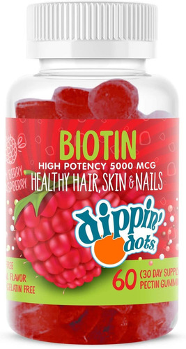 Dippin Dots  Biotina Extra Fuerte 5000 Mcg (60 Gomas) Cabell