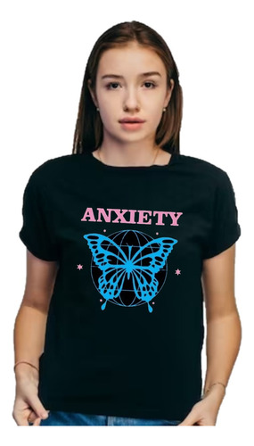 Remera Negra - Anxiety Butterfly - Unisex - Mariposa Belleza