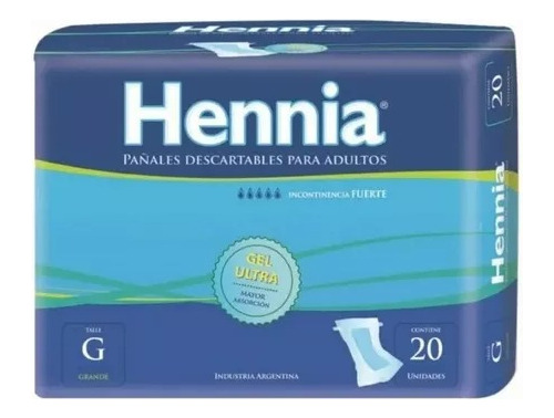 60 Pañales Adultos Rectos Básicos Hennia Talle Grande G 