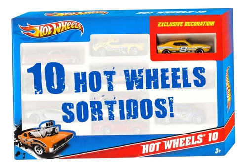 Kit Com 10 Carrinhos Escala 1:64 Sortido Carros Hot Wheels