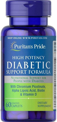 Puritans Pride Apoyo Diabetico: Alta Potencia 60 Tab Sabor Natural
