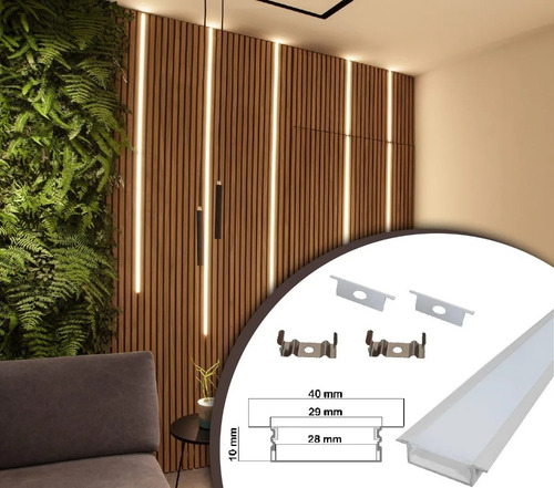 Kit 18 Perfil Led Alumínio Embutir 2 Metros P/fita Led 40mm Luz Perfil Branco Tensão De Operação 12v 110v/220v
