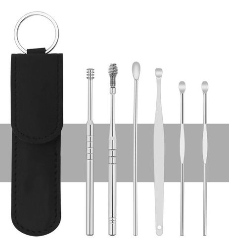 Kit 6 Mini Extrator Cera Ouvido Limpeza Auricular Com Estojo