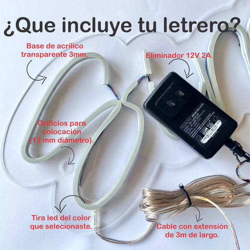 3 Piezas Letreros Led Neon, Frappe, Crepa, Waffle, De 40cm
