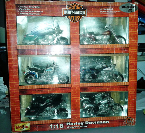 Set De 6 Réplicas En Miniatura Motos Harley Davidson- Maisto