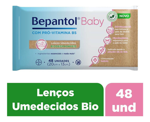 Toalhas Lenços Umedecidos Biodegradáveis Com 48un - Bepantol