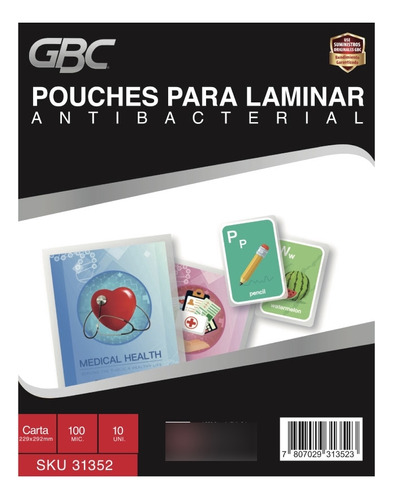 Pouche Antibacterial Carta 100mic (229x292 Mm) 10 Un.gbc 