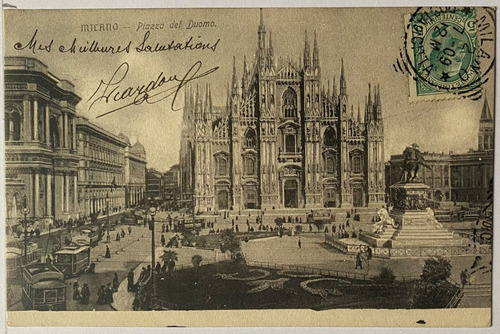 Antigua Postal, Plaza Del Doumo, Catedral Milán Italia 4p025