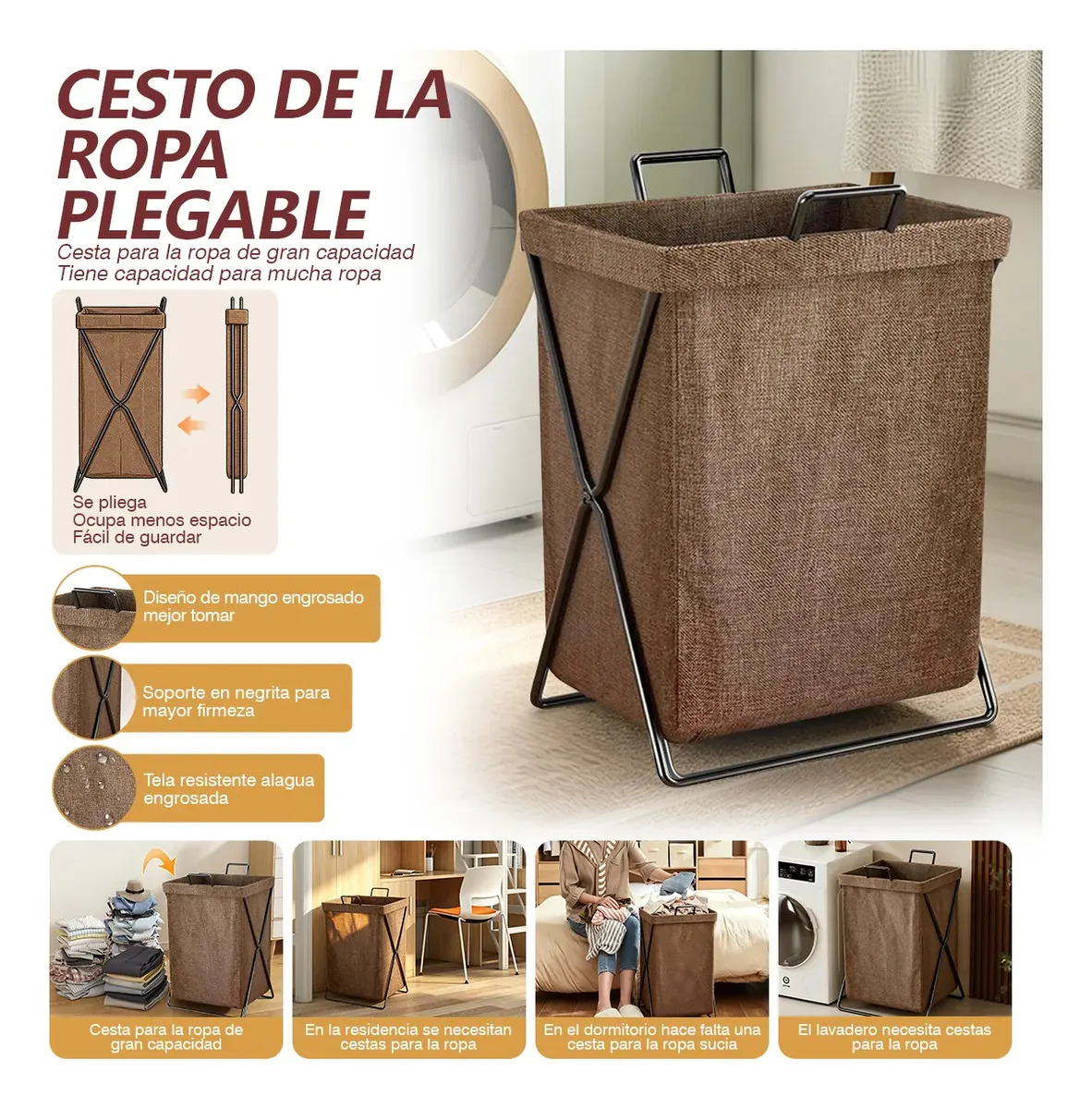 Cestos De Ropa Estilo Japonés Sucia Extra Grande Organizadores De Baño Canasto Vanance® Plegable Lavanderia Color Marrón Oscuro