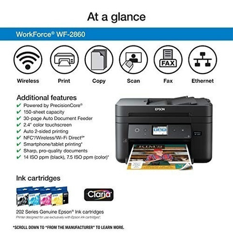 Epson Workforce Wf-2860 Impresora Multifunción 4 En 1 Voltaje 110v Color Negro