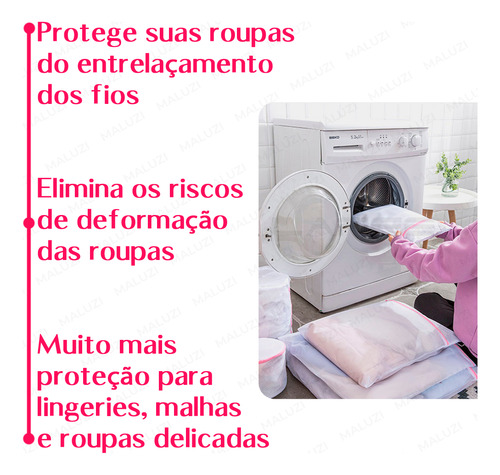 Kit 3 Saquinhos Com Ziper Lavar Roupa Delicada Íntima Telado