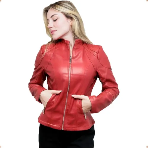 Jaqueta couro store vermelha feminina