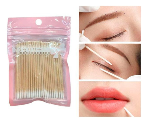 Palito De Algodón Para Limpiar Bordes De Cejas Labios 100pcs