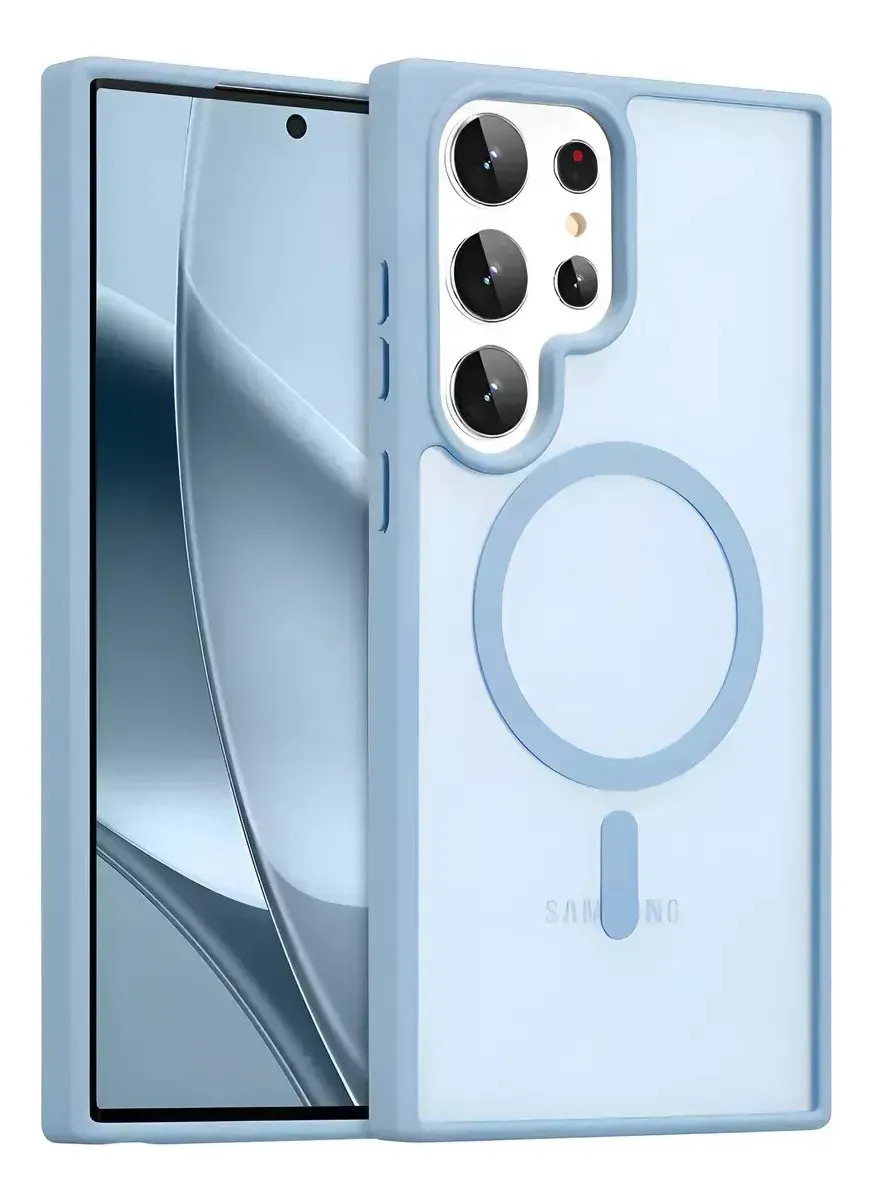 Funda Silicona Magnetica Norcel Para Samsung Galaxy S26 Ultra Color Celeste Resistente Suave Al Tacto Compatible Con Magsafe Bordes Reforzados