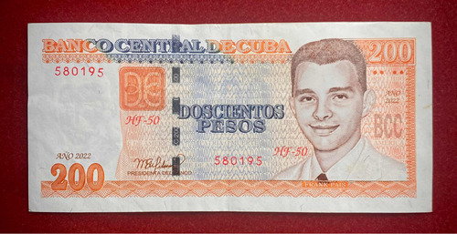Billete 200 Pesos Cuba 2022 Pick 130 F Frank País