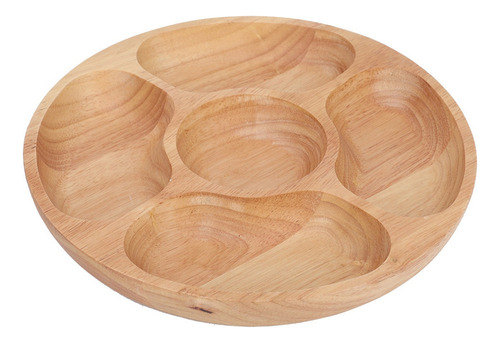 Plato Dividido Para Alimentos De Madera Con Forma Redonda, P