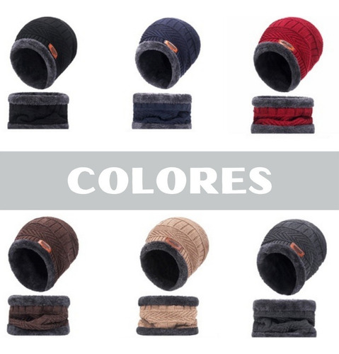 / Conjunto Gorro Cuellera Tejido Frío Lana Unisex Moda