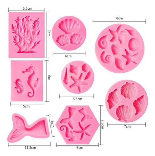 Molde De Silicona De Fondant Elfkitwang Marine, Concha, Cola