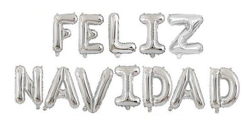 Combo Frase Feliz Navidad 40cm / 16  Plateado