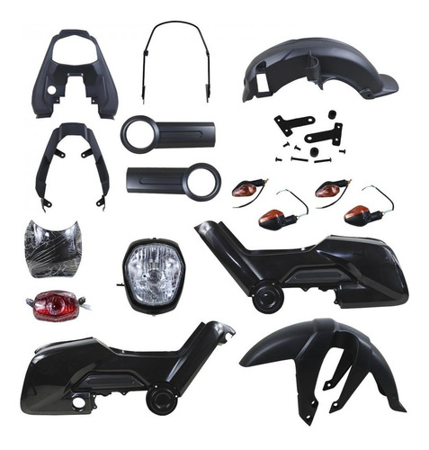 Kit Plasticos Navi110 Con Faros Negro Para Moto 