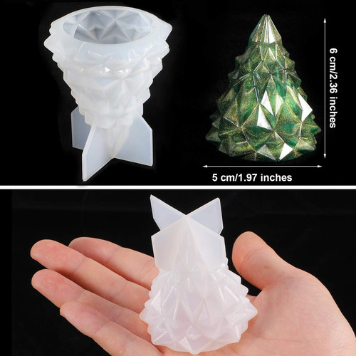 ^ 2pcs Molde Silicona Árbol De Navidad Árbol Molde Jabón