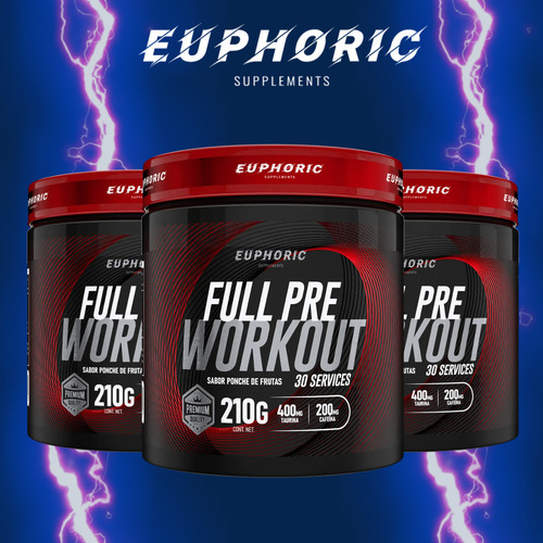 Full Pre Workout Euphoric 210g 30 Servicios Pre Entreno Con Beta Alanina, L-citrulina, Taurina, Cafeína