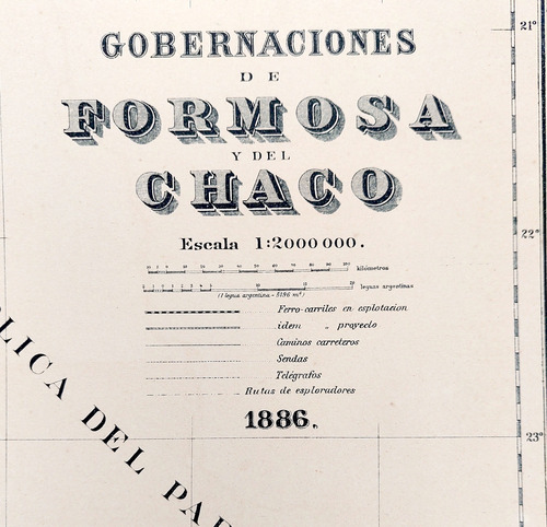 Mapa 1886 Formosa Y Chaco Ferrocarriles Telegrafos Caminos (Usado)