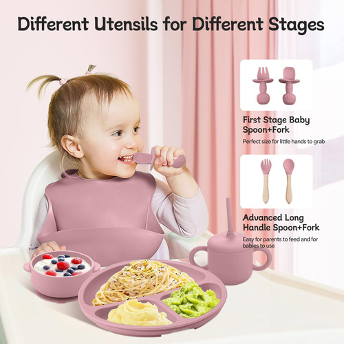 Jgo Alimentación De Silicón Para Bebés Cucharas Para Bebés D