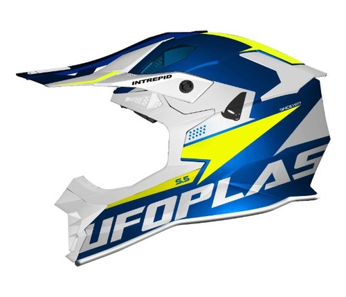 Casco Ufo Plast Intrepid Adulto Motocross Moto Azul Mx Juri
