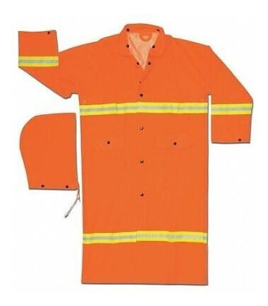 Mcr Safety 201crm Rain Coat Detach Hood,hi-vis Orng,m Zrw