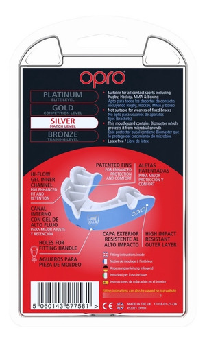 Imagen 4 de 9 de Protector Bucal Opro Silver Uar Union Argentina De Rugby