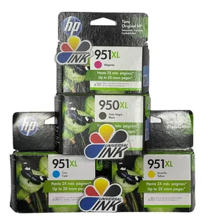 Cartuchos Kit X4 Hp 950xl Negro + 951xl C-m-y Originales