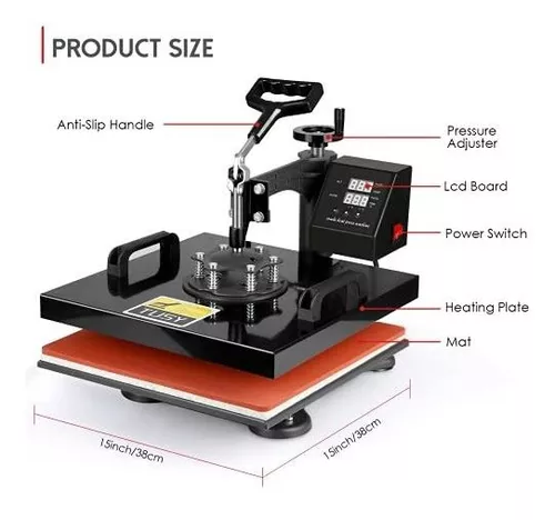 Pro 5 En 1 Tusy Heat Press 15x15 Pulgadas, Máquina De Prensa