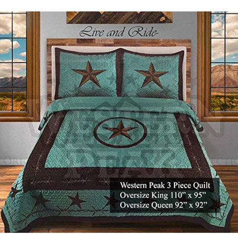 Western Peak Texas Star Horse Juego De Colcha De 3 Piezas De