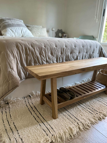 Banco Varillado Pie De Cama O Sillón De Madera Petiribi