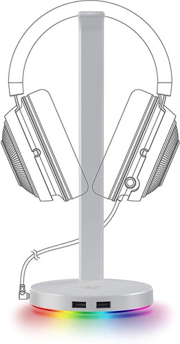 Base Razer V2 Mercury Chroma USB Stand and Sound 7.1, color blanco, color RGB, color claro RGB