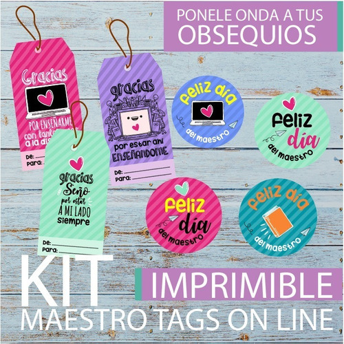 Kit Imprimible Dia Del Maestro Online Tags Circulos 